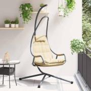 vidaXL Hängande äggstol Hopfällbar Beige 94 x 107 x 196.5 cm Stål