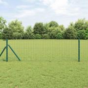 vidaXL Eurogärdsel Grön 0.6 x 10 m PVC-belagt järn