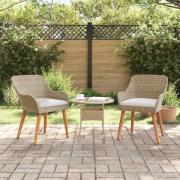 vidaXL Trädgård Stol 2 pcs Beige 55 x 62.5 x 82cm konstrotting