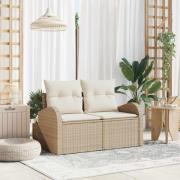 vidaXL Trädgårdsoffa med kudde Beige 124 x 62 x 69 cm konstrotting