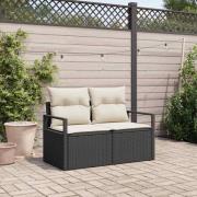 vidaXL Trädgårdsoffa Svart 120 x 62 x 69 cm konstrotting