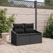 vidaXL Trädgårdsoffa med kudde Svart 123 x 62 x 69cm konstrotting