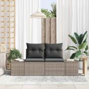 vidaXL Trädgårdsoffa med kudde Grå 123 x 62 x 69cm konstrotting