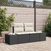 vidaXL Trädgårdsoffa med kudde Svart 123 x 62 x 69cm konstrotting