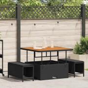 vidaXL Trädgårdsmöbelset 3 pcs Svart Poly rattan