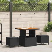 vidaXL Trädgårdsmöbelset 3 pcs Svart Poly rattan