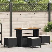 vidaXL Trädgårdsmöbelset 4 pcs Svart Poly rattan