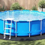 vidaXL Bottenmatta för pool Svart Ø 458 cm Polyester geotextil