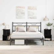 vidaXL Nattduksbord 2 pcs Svart Ek 35 x 35 x 55 cm Konstruerat trä