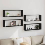 vidaXL Vägghylla 4 pcs Svart ek 80 x 15 x 26 cm Konstruerat trä