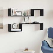 vidaXL Vägg hylla 2 pcs Svart ek 100 x 15 x 20 cm Konstruerat trä