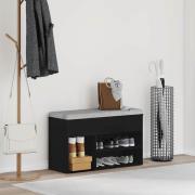 vidaXL Skobänk med hylla Svart ek 80 x 30 x 45 cm Konstruerat trä