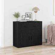 vidaXL Sideboard med låda Svart Ek 80 x 33 x 70 cm Konstruerat trä