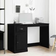 vidaXL Skrivbord med låda Svart Ek 50 x 115 x 75 cm Konstruerat trä