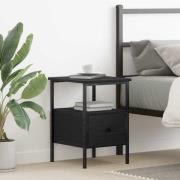 vidaXL Nattduksbord med låda Svart Ek 34 x 36 x 50 cm Konstruerat trä