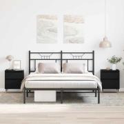 vidaXL Nattduksbord 2 pcs Svart Ek 40 x 35 x 50 cm Konstruerat trä