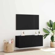 vidaXL TV-skåp Väggmonterad Svart Ek 100 x 30 x 41 cm Konstruerat trä