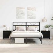 vidaXL Nattduksbord 2 pcs Svart Ek 45 x 34 x 44,5 cm Konstruerat trä