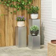 vidaXL Växtställningar 3 pcs Silver 24 x 24 x 75 cm Galvaniserat stål