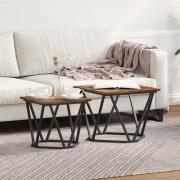 vidaXL Sidobordsset 2 pcs Rökt ek Konstruerat trä och stål