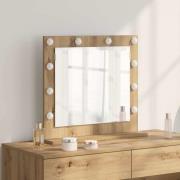 vidaXL Smink Spegel med LED -remsljus Artisan Ek 60 x 55 x 18 cm