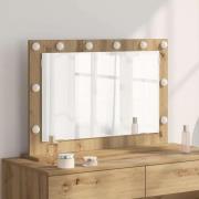 vidaXL Smink Spegel med LED -remsljus Artisan Ek 80 x 55 x 18 cm
