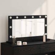 vidaXL Sminkspegel med LED-lampor Svart Ek 80x45x18 cm