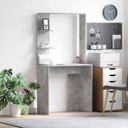 vidaXL Skrivbord Betonggrå 78,5 x 37 x 154,5 cm Konstruerat trä