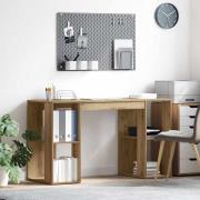 vidaXL Skrivbord med förvaring med hylla artisan ek 130 x 50,5 x 75 cm