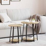 vidaXL Sidobordsset 2 pcs Sonoma ek och svart 50 x 50 x 51 cm