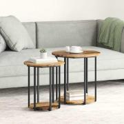 vidaXL Sidobordsset 2 pcs Gammalt trä och Svart 50 x 50 x 50.5 cm