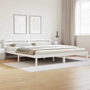 vidaXL Sängram med huvudgavel Vit 225,5 x 205,5 x 69,5 cm Massiv furu