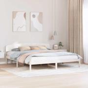 vidaXL Sängram med huvudgavel Vit 200 x 200 cm Massiv furu