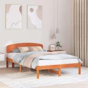 vidaXL Sängram med huvudgavel Vaxbrun 120 x 190 cm Massiv furu