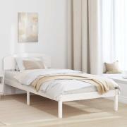 vidaXL Sängram med huvudgavel Vit 90 x 200 cm Massiv furu