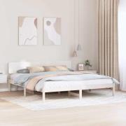 vidaXL Sängram med huvudgavel Vit 180 x 200 cm Massiv furu