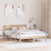vidaXL Sängram med huvudgavel Naturfärg 150 x 200 cm Massiv furu