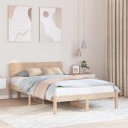 vidaXL Sängram med huvudgavel Naturfärg 140 x 190 cm Massiv furu