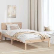 vidaXL Sängram med huvudgavel Naturfärg 90 x 200 cm Massiv furu