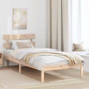 vidaXL Sängram med huvudgavel Brun 75 x 190 cm Massivt tallträ
