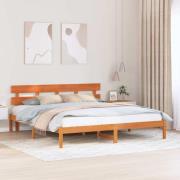 vidaXL Sängram med huvudgavel Brun 180 x 200 cm Massivt tallträ