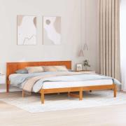 vidaXL Sängram Brun 200 x 200 cm Massivt tallträ