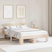 vidaXL Sängram med huvudgavel Naturfärg 140 x 200 cm Massiv furu