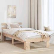 vidaXL Sängram med huvudgavel Naturfärg 100 x 200 cm Massiv furu