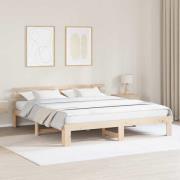 vidaXL Sängram med huvudgavel Naturfärg 200 x 200 cm Massiv furu
