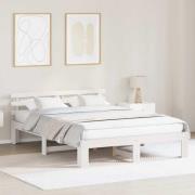vidaXL Sängram med huvudgavel Vit 150 x 200 cm Massiv furu