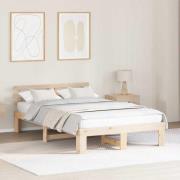 vidaXL Sängram med huvudgavel Naturfärg 135 x 190 cm Massiv furu