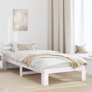 vidaXL Sängram med huvudgavel Vit 90 x 200 cm Massiv furu