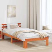 vidaXL Sängram med huvudgavel Vaxbrun 75 x 190 cm Massiv furu