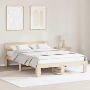 vidaXL Sängram med huvudgavel Naturfärg 160 x 200 cm Massiv furu